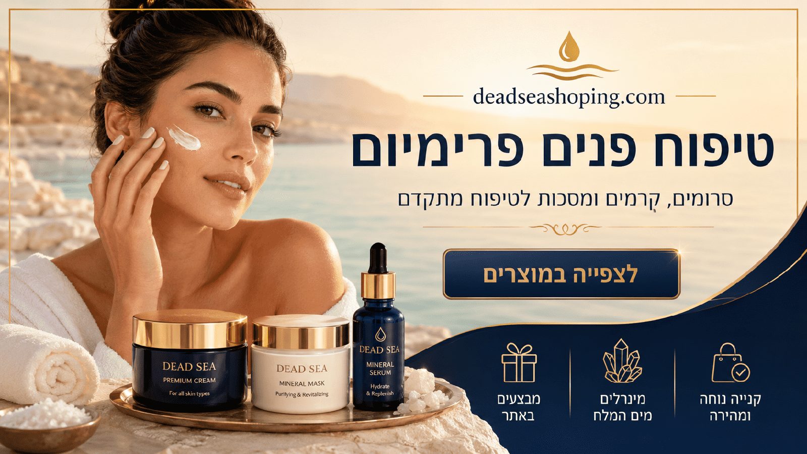 טיפוח פנים פרימיום – סרומים, קרמים ומסכות מינרלים ים המלח